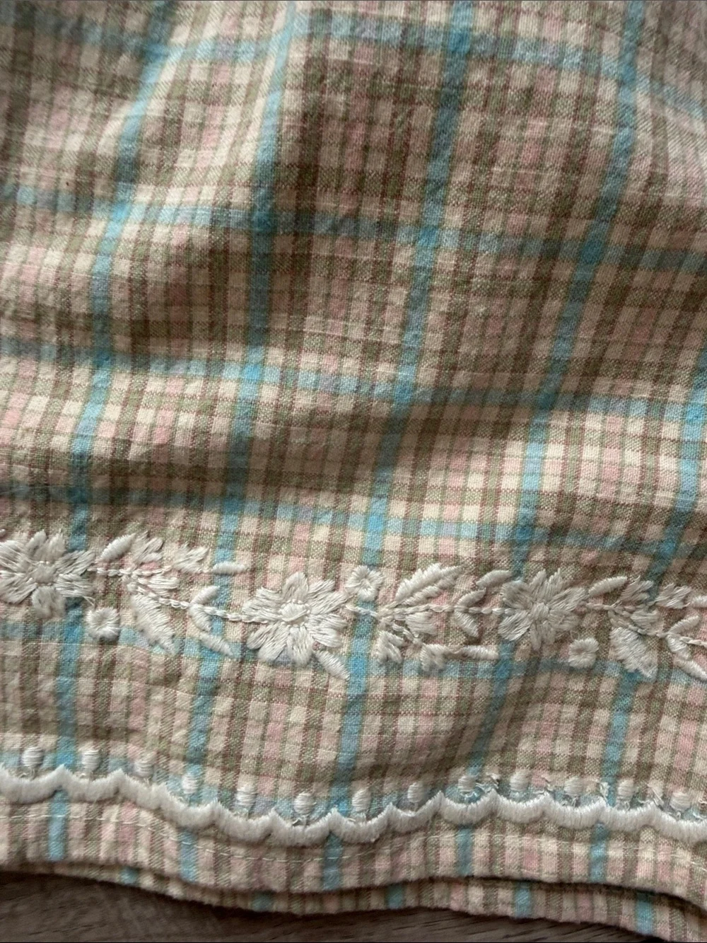 Apolina Adina shorts romper pastel check plaid with embroidery 3-5yr
